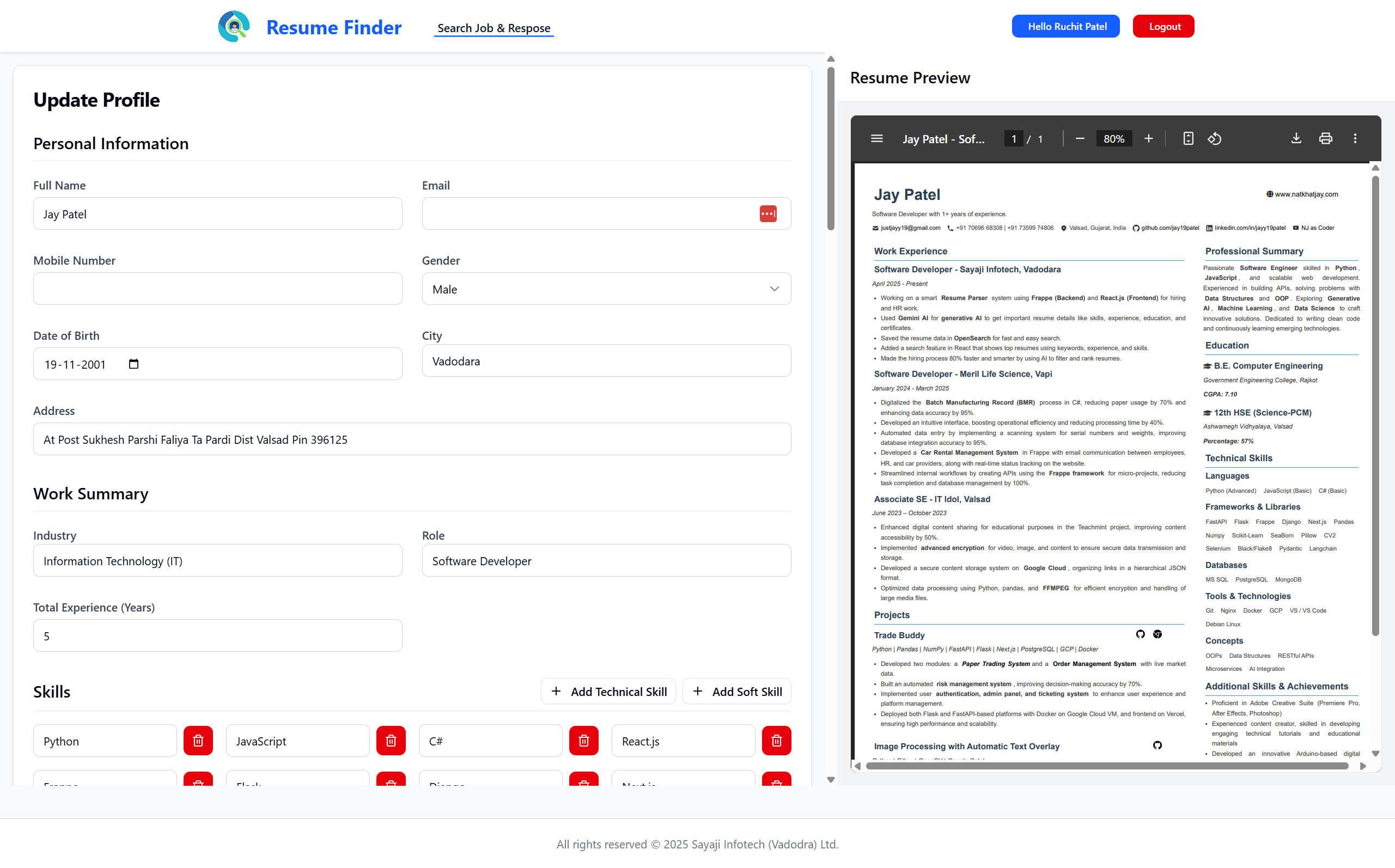 Edit Candidate View Screenshot